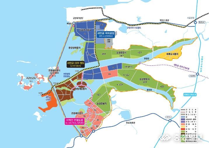 새만금 토지이용계획 및 SOC 사업 위치도