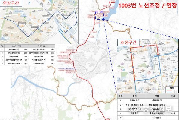 세종시 역세권 노선 1003번 버스, 운행 효율성 높인다